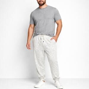 Sol Angeles Jogger Pant Mens XXL Marled Cream Navy Lightweight Jersey USA Cotton